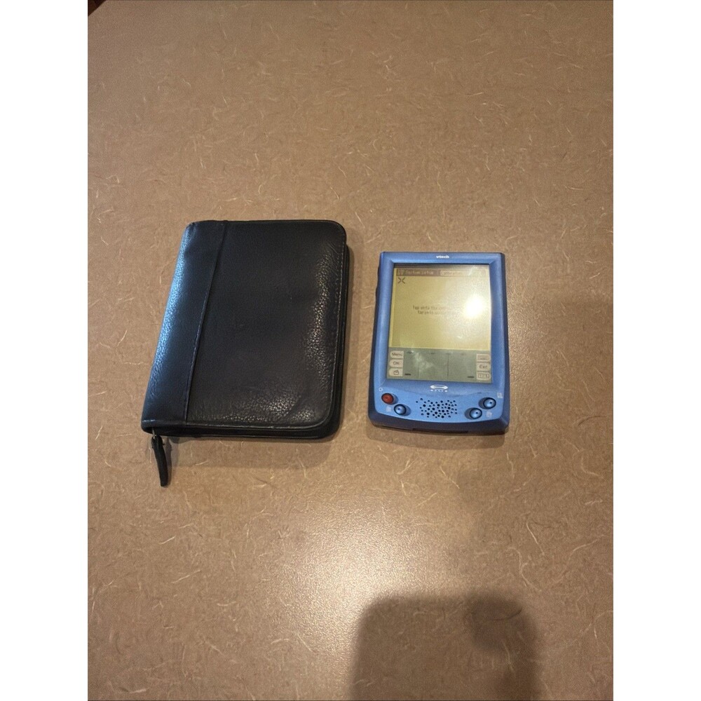 vtech Helio PDA & Zip Leather Case For Storage Or Carrying - Blue TESTED WORKING